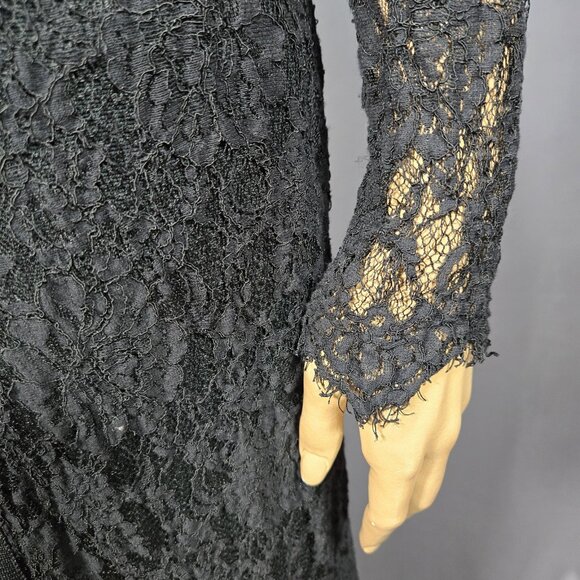 Y2K Black Long Lace Duster Cardigan Size S Gothic Witchy Whimsigoth Boho Fairy - Picture 4 of 7
